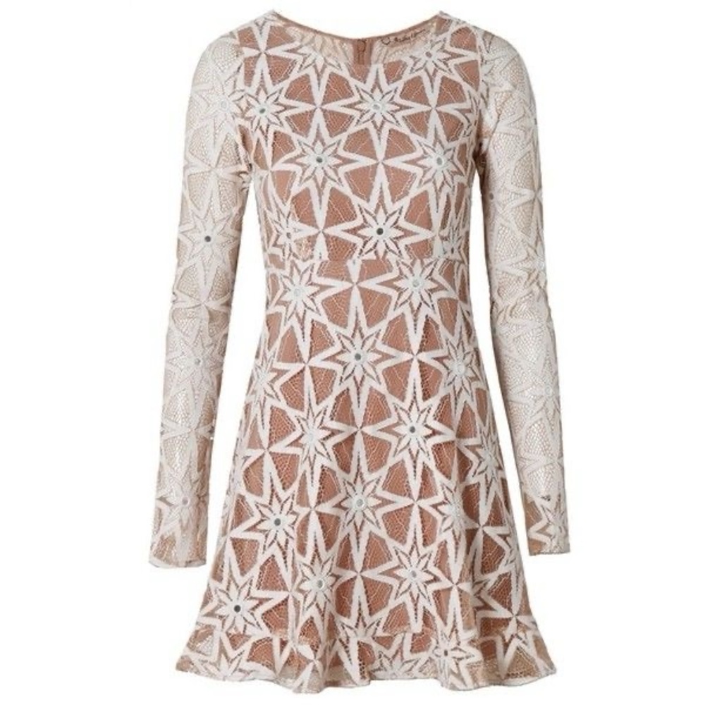 For Love & Lemons Metz Longsleeve Party Dress in Latter | Color: Beige | Size: L